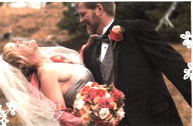 Bride and groom dancing